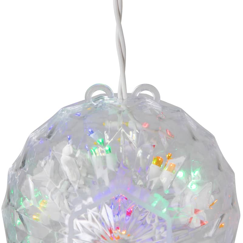 6" LED Multi-Color Hanging Crystal Sphere Outdoor Christmas Decoration