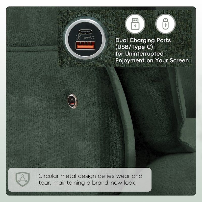 47.2" Oversized Single Sofa Chair Accent Chair with Charging Ports, Chenille Armchair Lounge Chair for Living Room Apartment