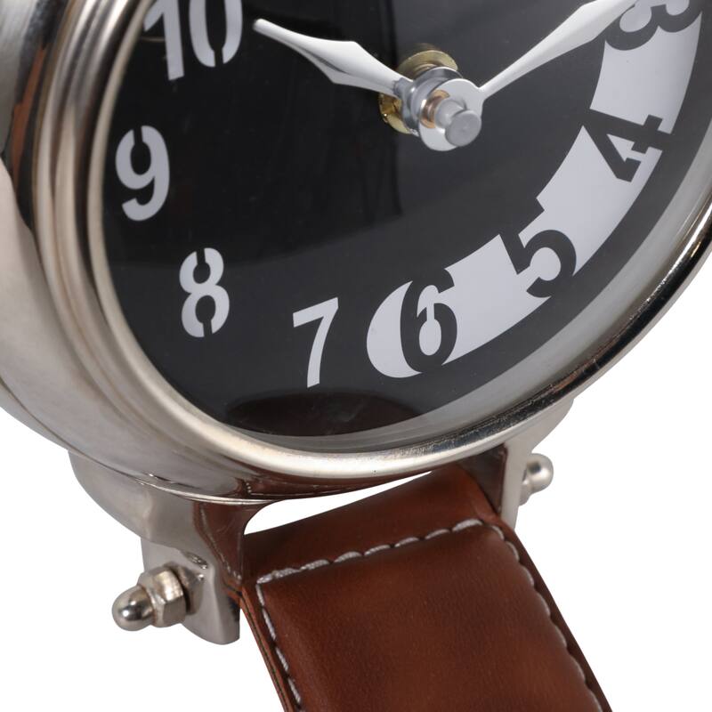 Aluminum Faux Leather Clock Modern Accents Featuring Sleek Design