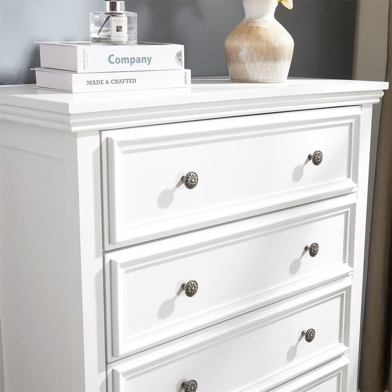 Modern 5 Drawers Dresser with Metal Handles and Metal Slide Rails