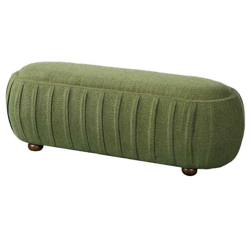 Christopher Knight Home - Curve Modern Upholstered Wooden Ottoman with Oval Design