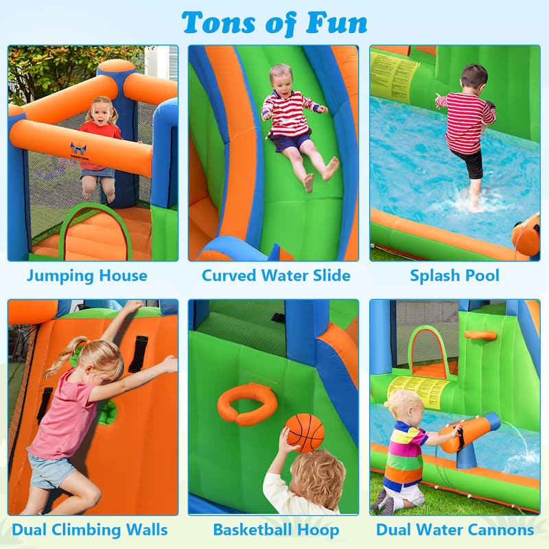 Gymax Inflatable Water Slide Giant Bounce Castle w/ Dual Climbing