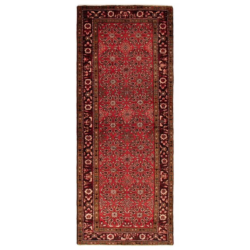 ECARPETGALLERY Hand-knotted Andelz Red Wool Rug - 3'11 x 9'11 - Red - 3'11 x 9'11