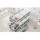 preview thumbnail 6 of 6, Twin over Twin Wood Frame Bus-shaped Bunk Bed with Wheels and Storage Space, Grey and White