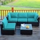 preview thumbnail 6 of 61, Costway 5PCS Patio Rattan Furniture Set Cushioned Sofa & Chair Coffee Turquoise