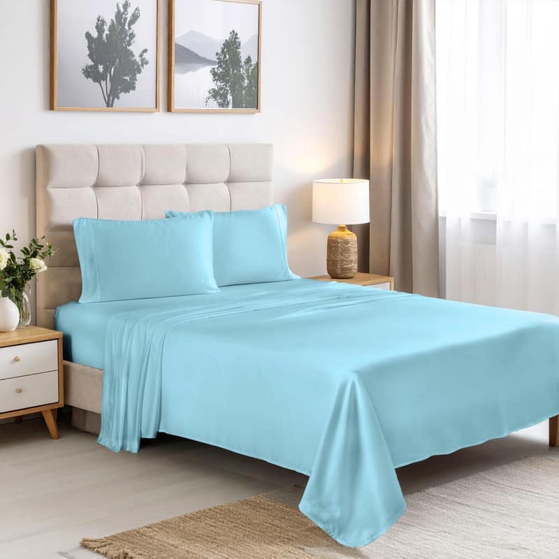 Superior Rayon from Bamboo 300 Thread Count Deep Pocket Sheet Set - King - Light Blue