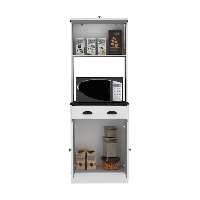 TUHOME Tampa Kitchen Pantry with Drawer and 2 Cabinets
