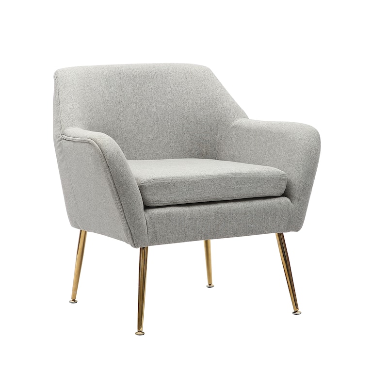 Porthos Home Thea Accent Chair, Fabric Upholstery, Gold Metal Legs - Grey