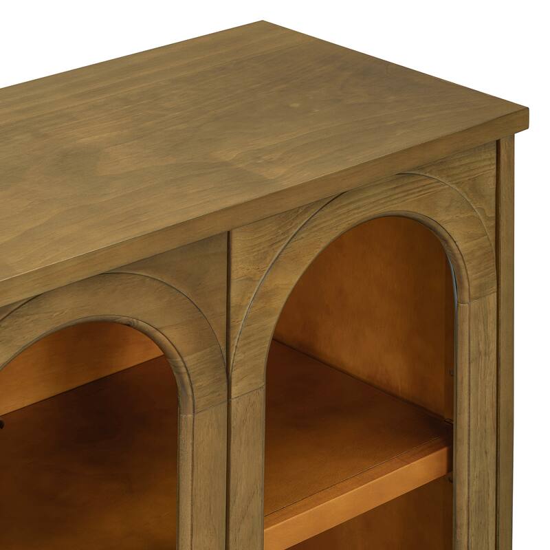 4-Door Large Storage Buffet Cabinet with Glass Doors
