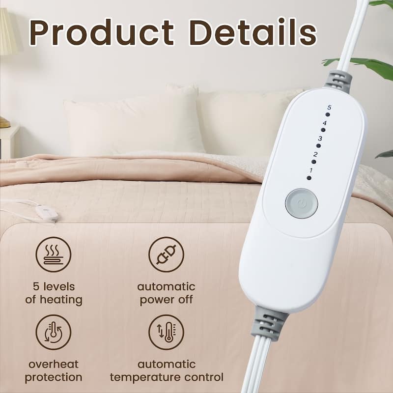 Flannel Electric Heated Blanket With Controller