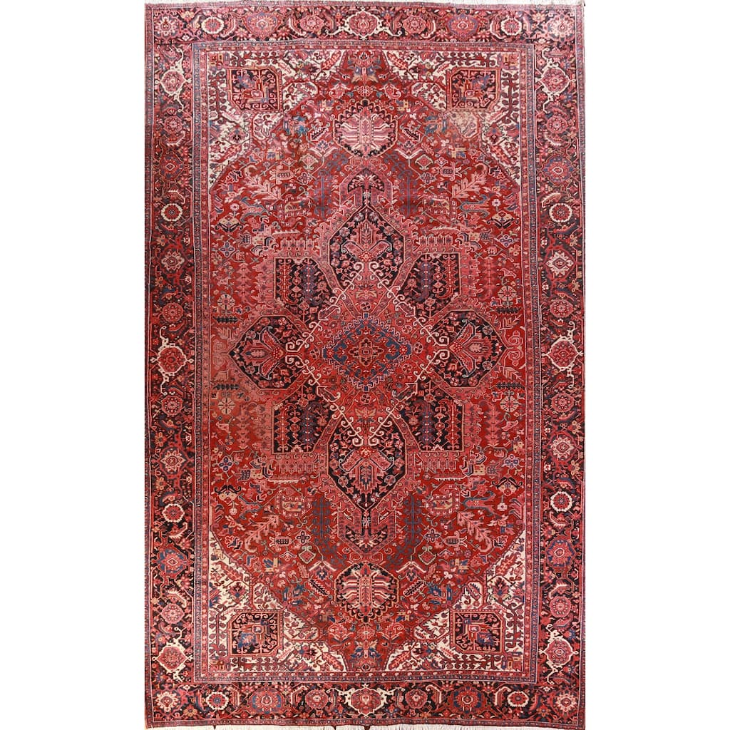 Hand Knotted Oriental 100% Wool Carpet Traditional Medallion Red Heriz Area Rug - 19' 3'' X 12' 0''