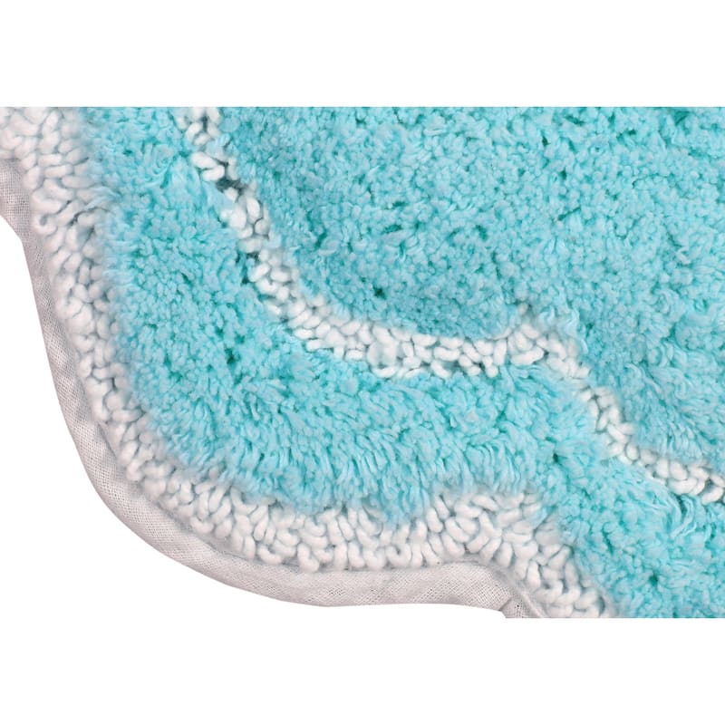 Allure Collection 100% Cotton Non-Slip Bathroom Rug Set, 3 Piece Machine Washable- Bathroom Rug, Bath Rug, U Shaped Contour
