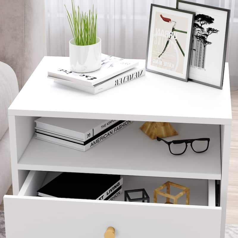2-Drawer Nightstand With One-Shelf