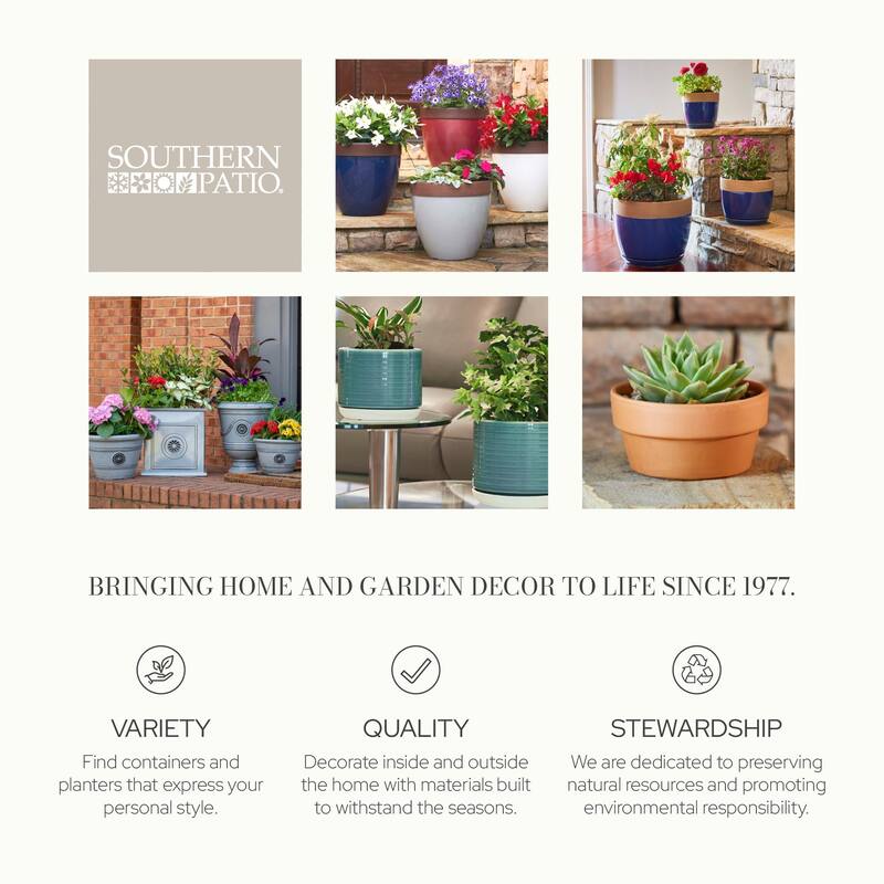 Southern Patio EB-029816 Winston 16 Inch Resin Outdoor Planter, Black (2 Pack) - (L x W x H): 16 x 16 x 21 inches