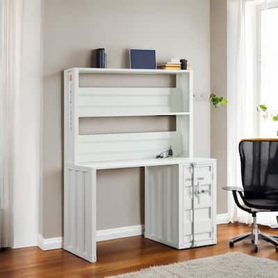 Versatile Wooden Writing Desk with Stylish Metal Base and Drawer Storage