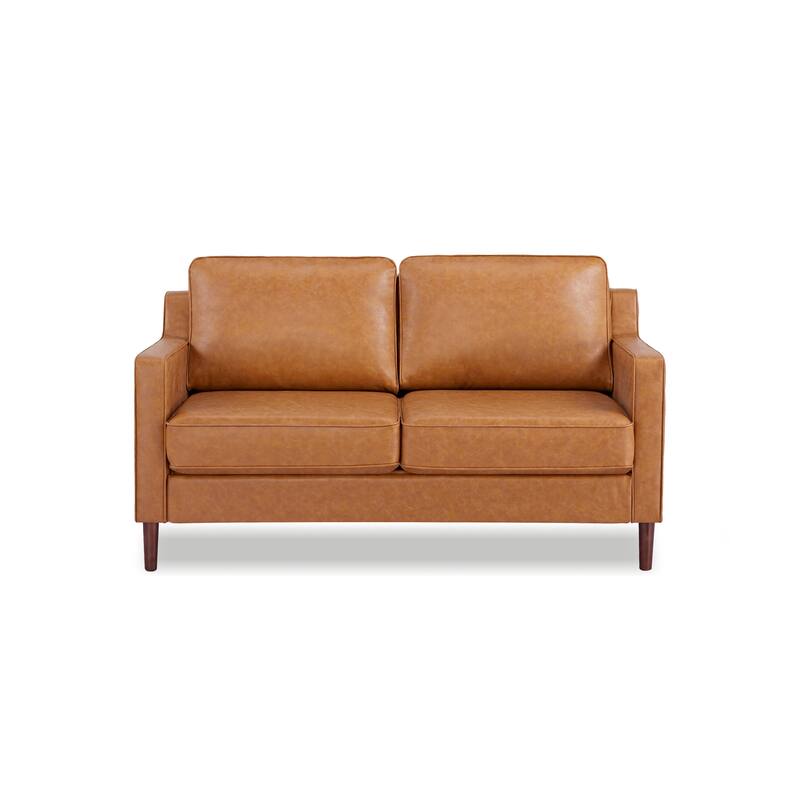 Artdeco Home - Sedona Modern Loveseat Sofa, Faux Linen / Vegan Leather Couch
