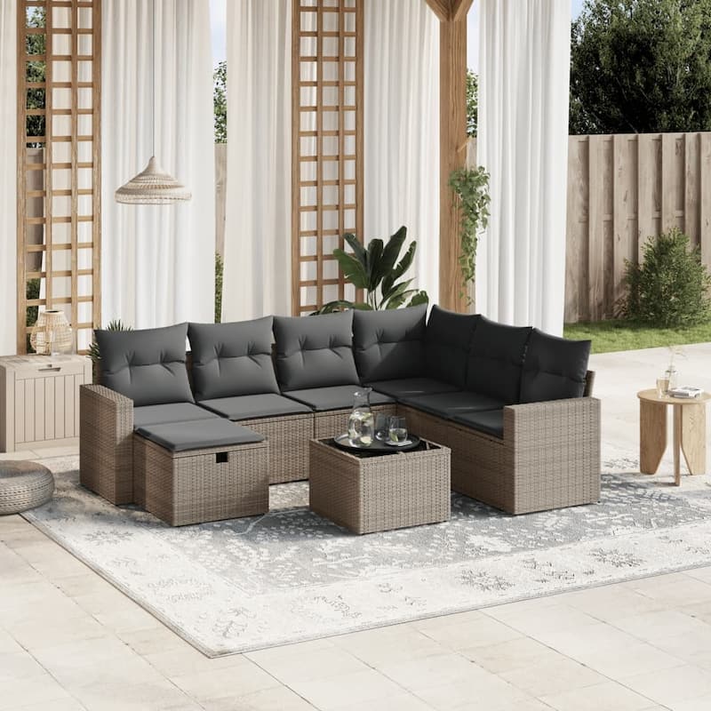 vidaXL Garden Sofa Set - Grey Large