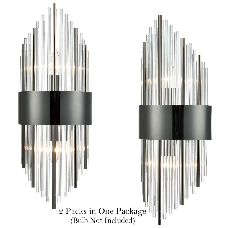 Polignano Modern Wall Sconces , Glass & Brass Rods , Set of 2 Lights