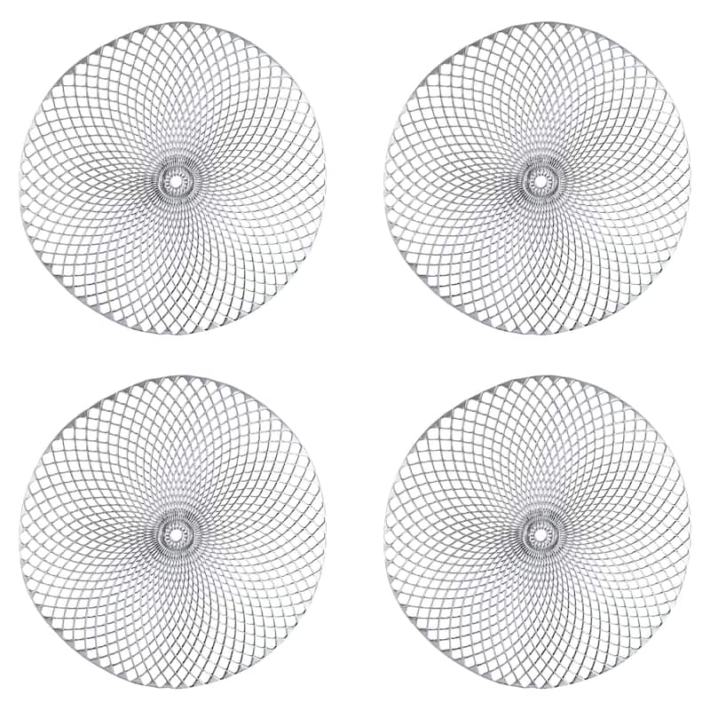 Home Details 4 Pack Cut Out Round Placemats - 14.96" x 14.96" x 0.02" - Set of 4 - Silver
