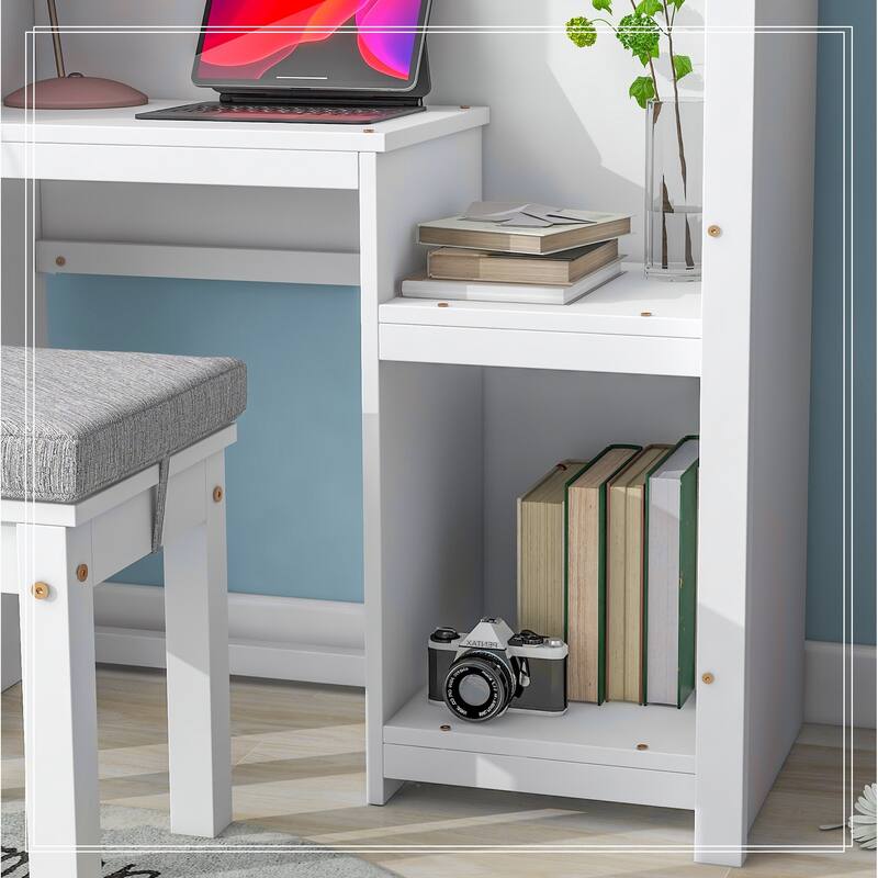 House-Shaped Kids Desk with a Cushion Stool