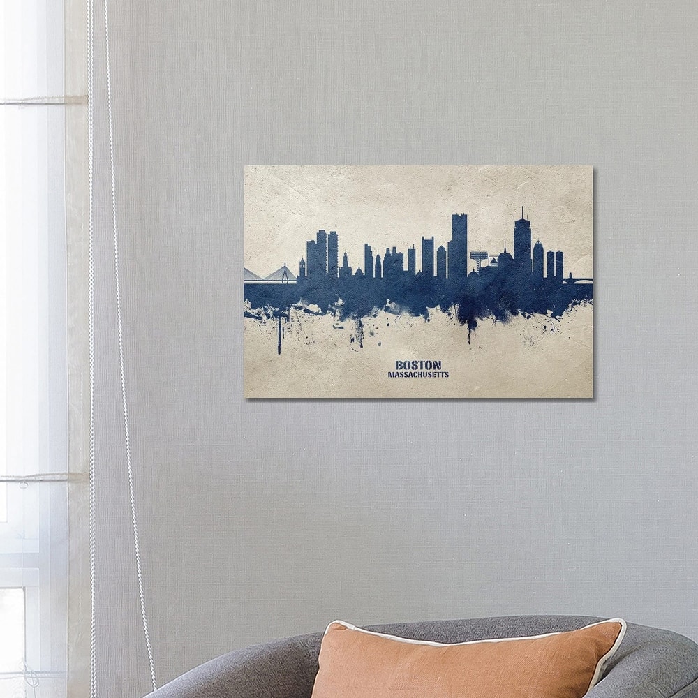 iCanvas "Boston Massachusetts Skyline Concrete" by Michael Tompsett Canvas Print