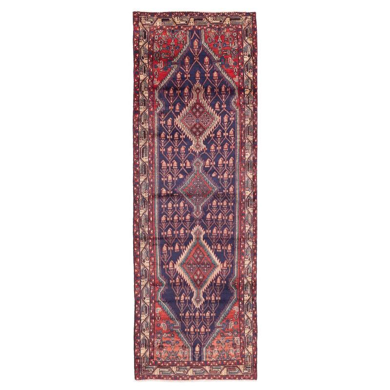 ECARPETGALLERY Hand-knotted Konya Anatolian Navy Wool Rug - 3'2 x 9'8