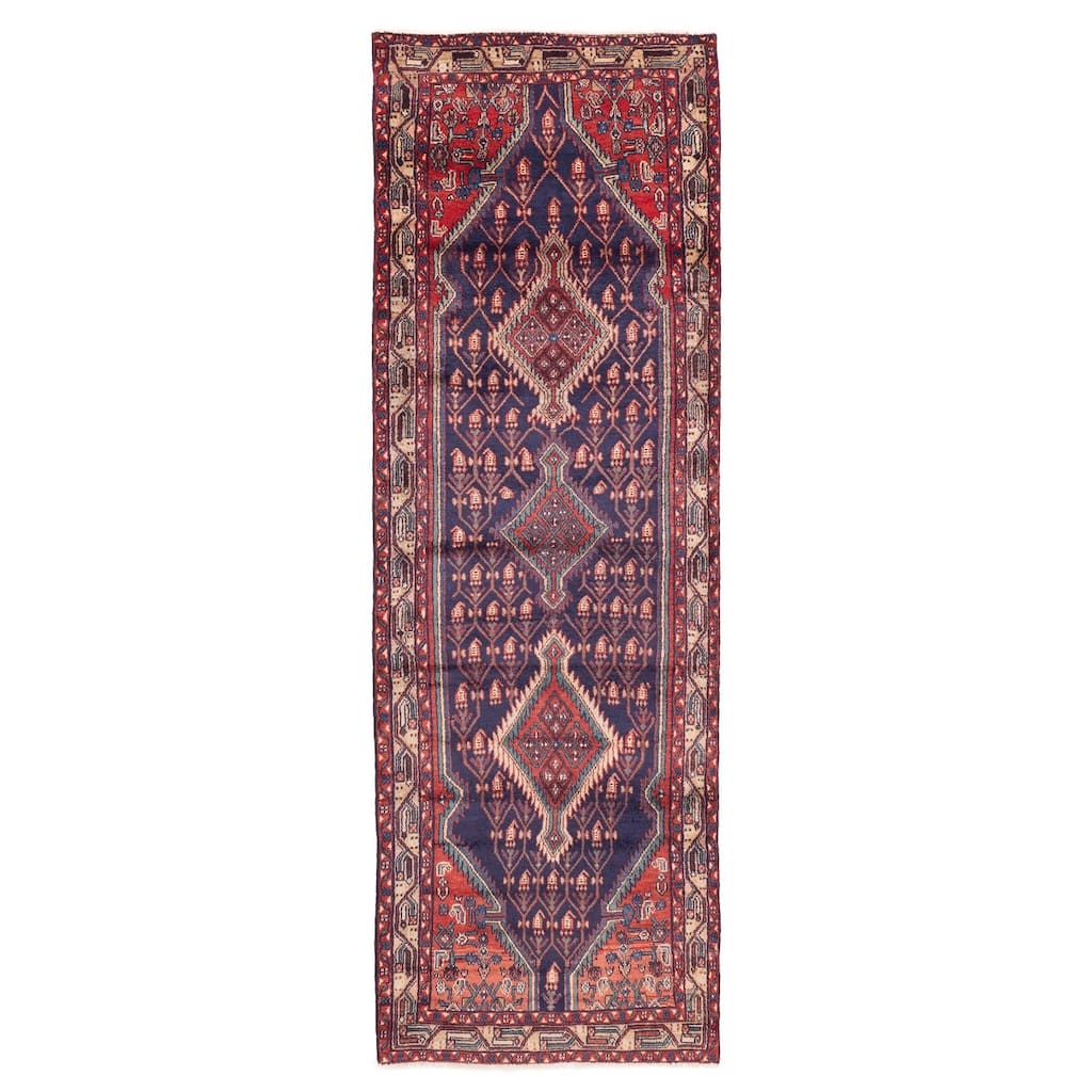 ECARPETGALLERY Hand-knotted Konya Anatolian Navy Wool Rug - 3'2 x 9'8