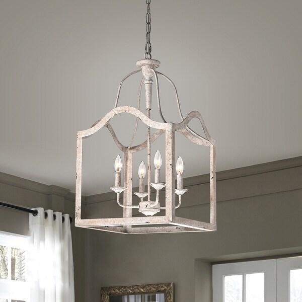 Edvivi Lighting Antique White 4 Light Birdcage Lantern Pendant