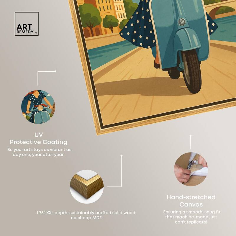 Scooter French Travel Canvas by Art Remedy