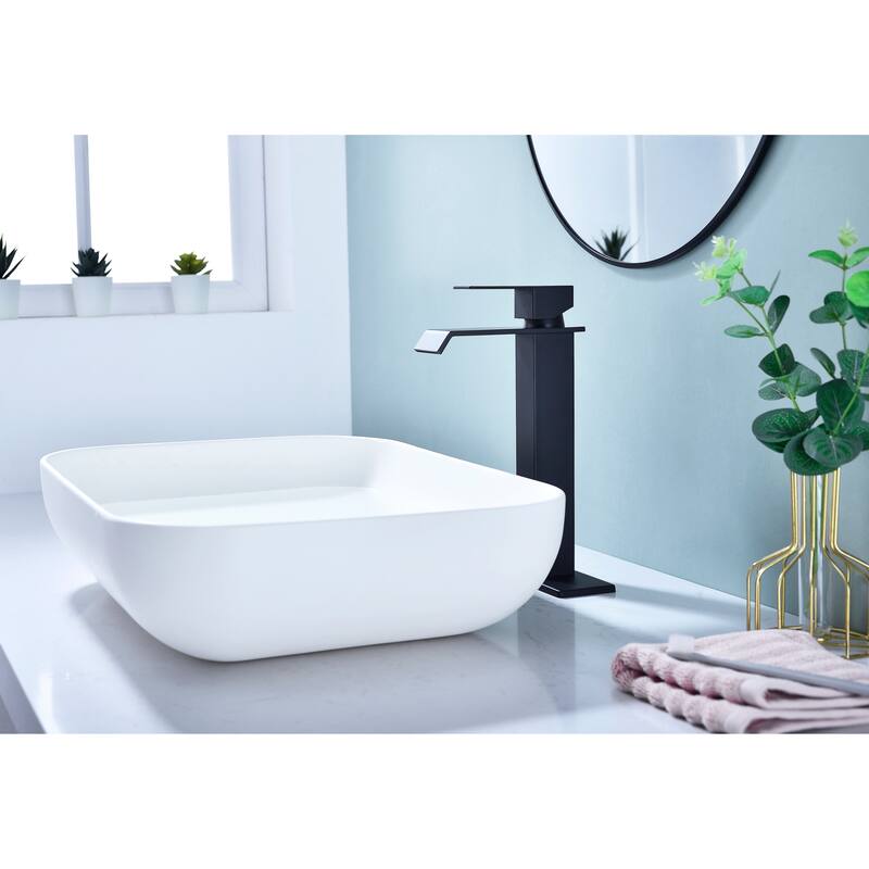 Modern Single Handle Sink Vanity Bathroom Faucet with Waterfall Spout, Anti Corrosion, Anti Rust, Easy Clean