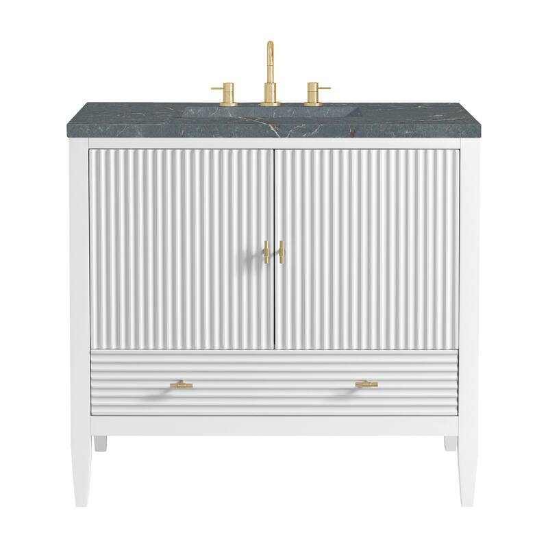 James Martin Vanities 485-V36-3PBL Myrrin 36" Single Basin Wood Vanity - Bright White - Painted