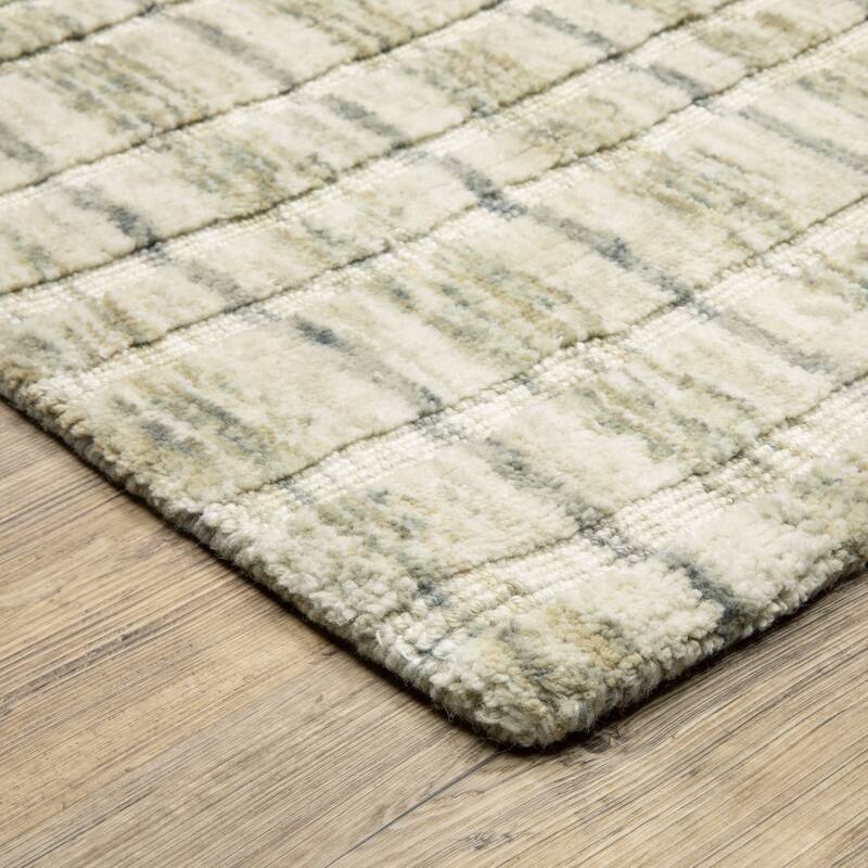 Thalia Scandinavian Textured Stripes Beige/ Gold PET Yarn Area Rug-