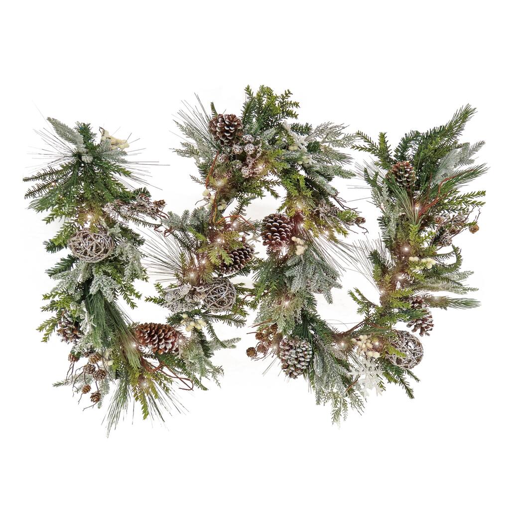 National Tree Company 9 ft. HGTV Home Collection Pre-Lit Cozy Winter Garland - 9 ft