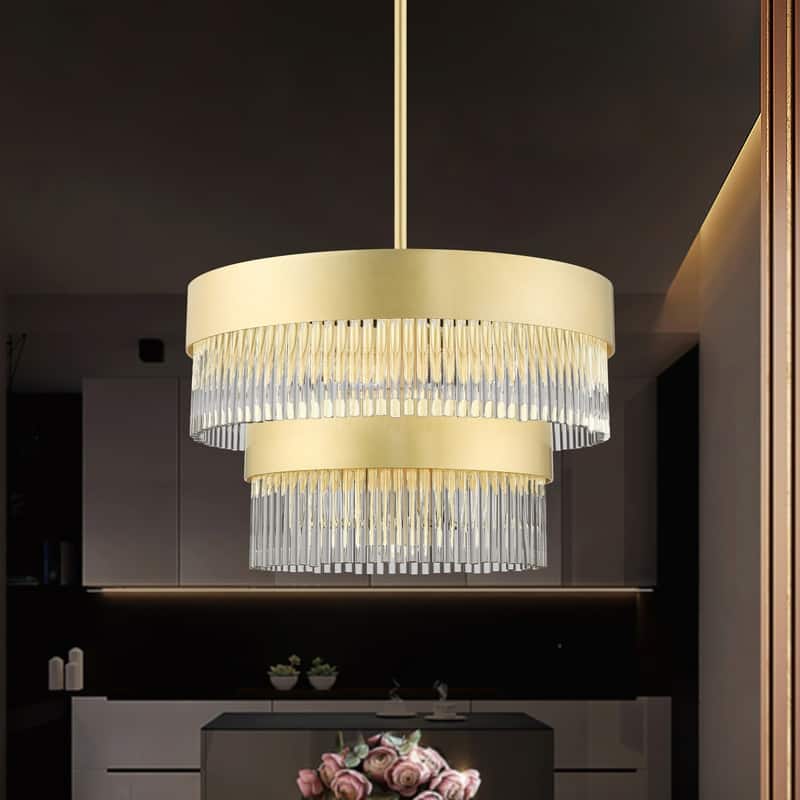 Livex Lighting 5-light Soft Gold Pendant Chandelier, 49824-33 - 20" Dia x 22.75" - 52.75" Adj. H