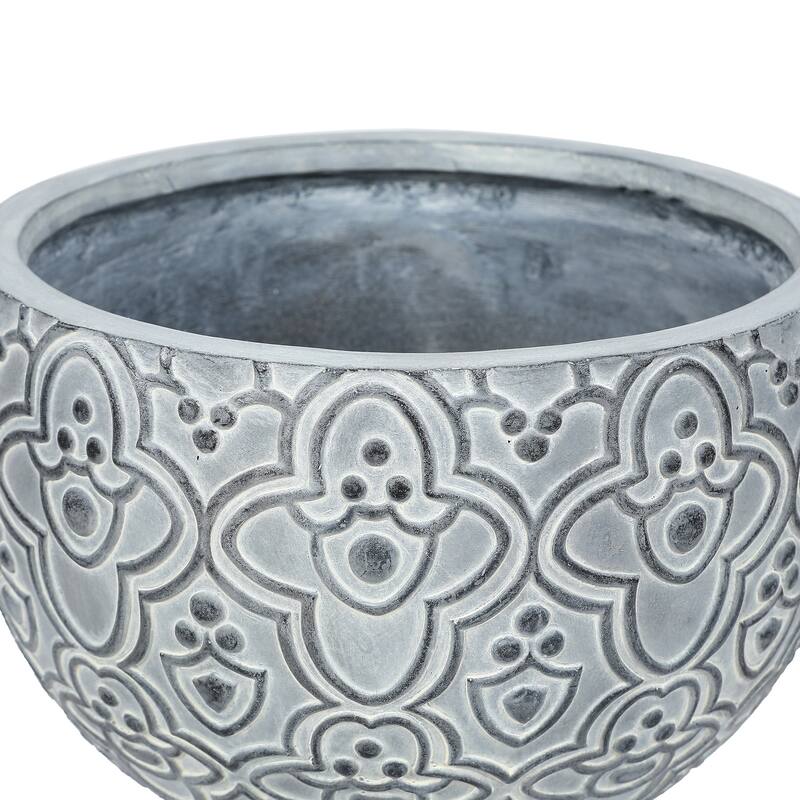 Grey MgO Floral Planters with Black Metal Legs (Set of 2)
