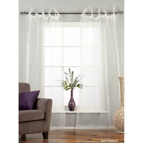 White Tie Top Sheer Tissue Curtain / Drape / Panel - 84" - Piece - 43 X 84 Inches (109 X 213 Cms)