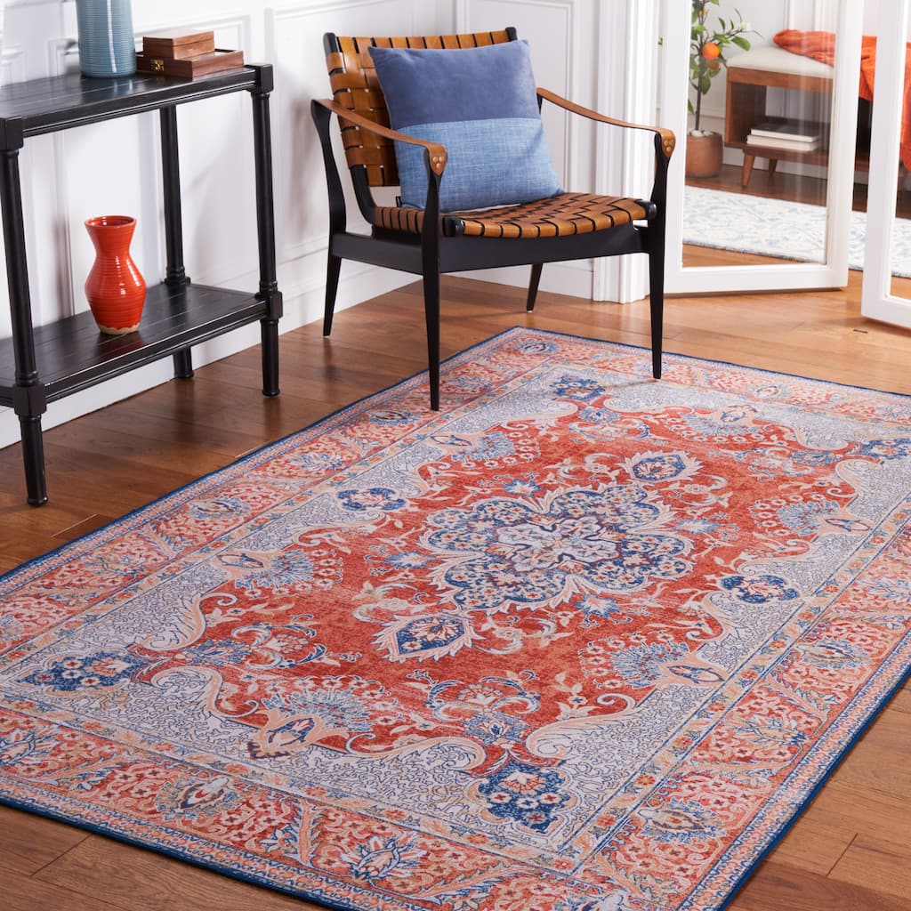 SAFAVIEH Tucson Machine Washable Slip Resistant Mintie Oriental Rug