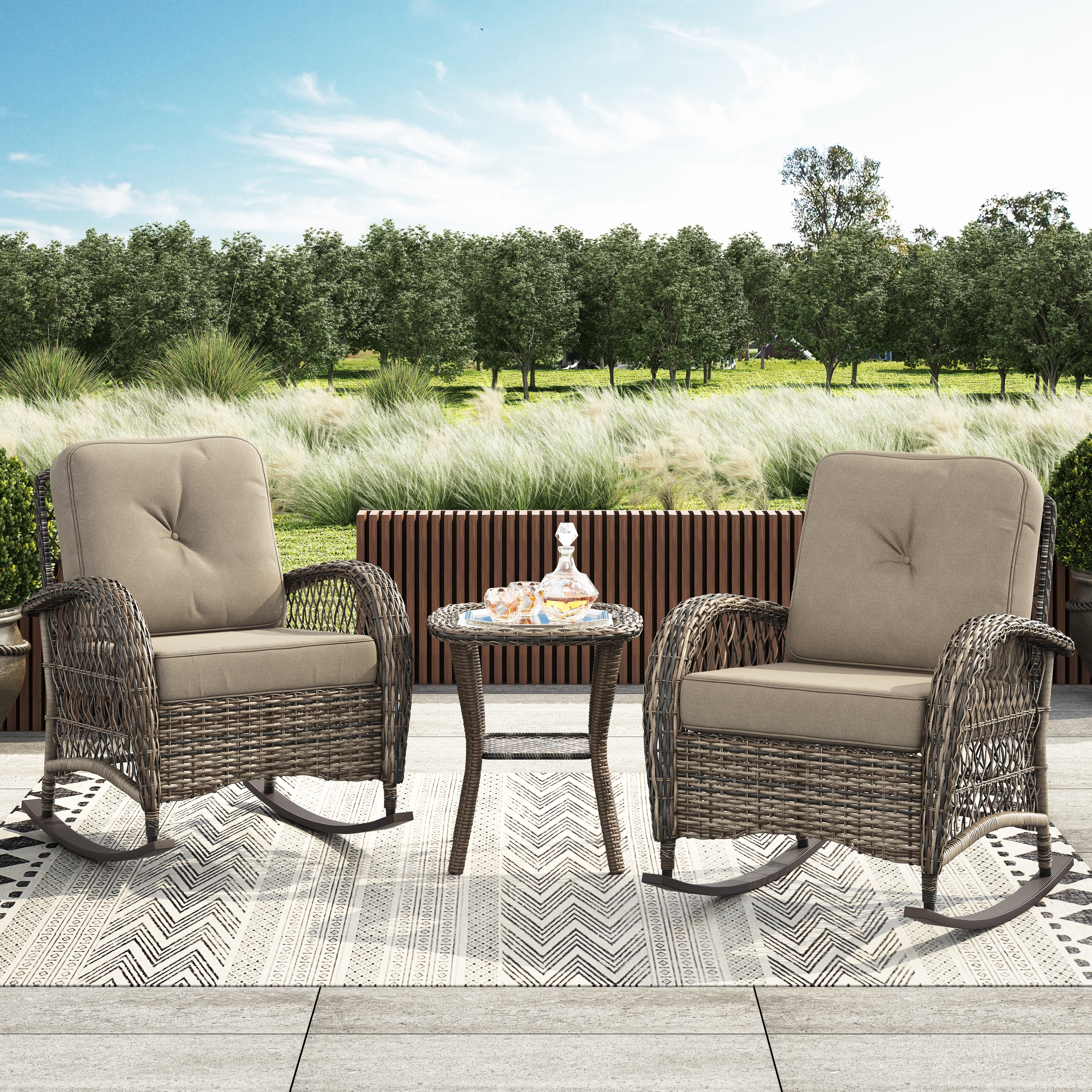 Wilson & fisher oakmont navy blue cushioned 2025 patio seating set