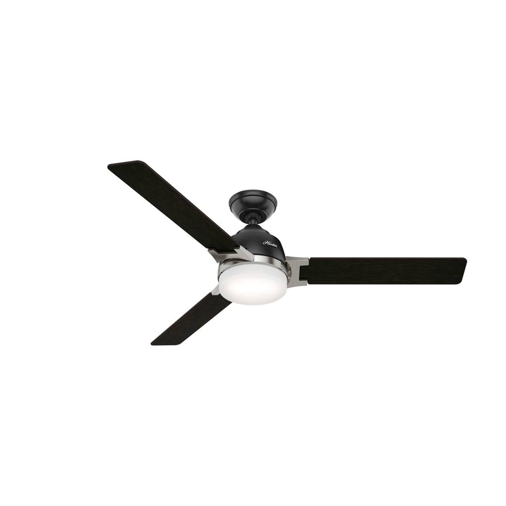 Hunter 54" Omicron Matte Black Ceiling Fan w/ LED Light Kit, Handheld Remote - Modern-Contemporary, Transitional