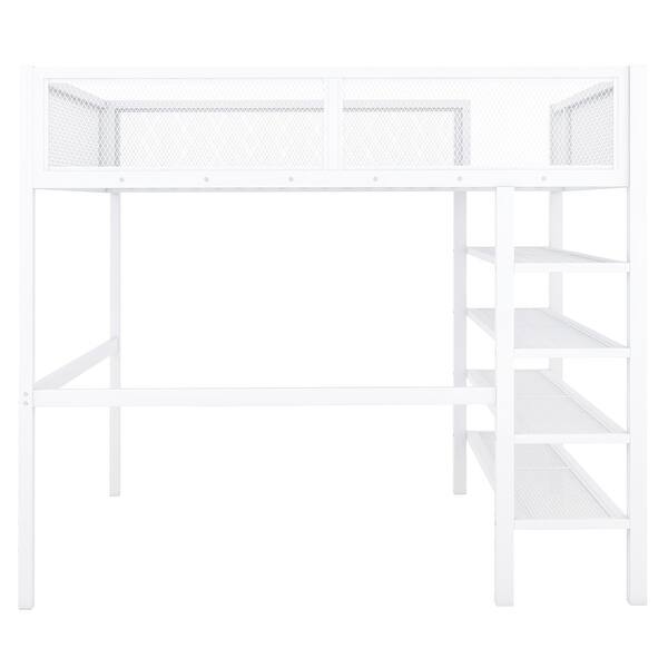 slide 2 of 16, White Modern Full Loft Bed with Shelves & Workstation - Multi-Functional