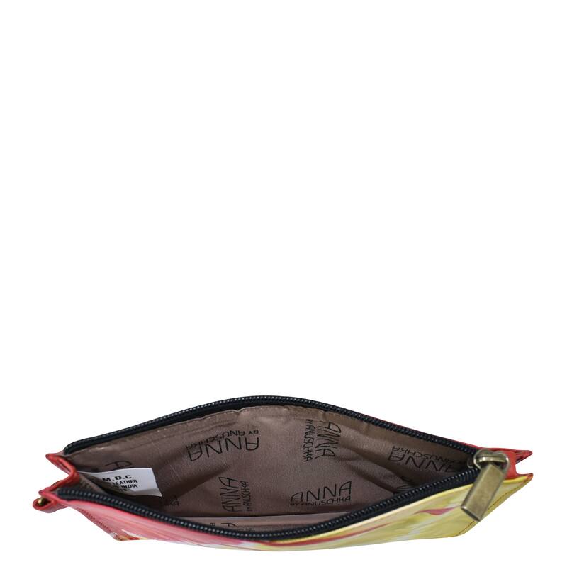 Handpainted Leather Ladies Organizer Wristlet - Tie Dye Sunset