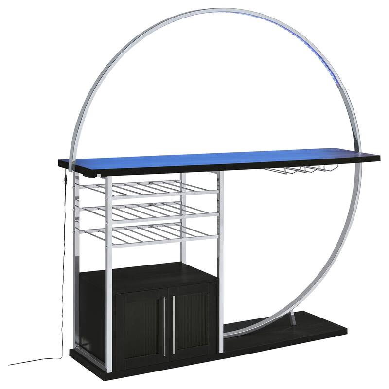Risley 2-door Circular LED Home Bar with Wine Storage