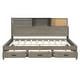 preview thumbnail 5 of 15, Full Size Platform Daybed Frame Storage Bed Relaxation Daybed Multifunctional Daybed with Center Legs & Slat Support - Grey