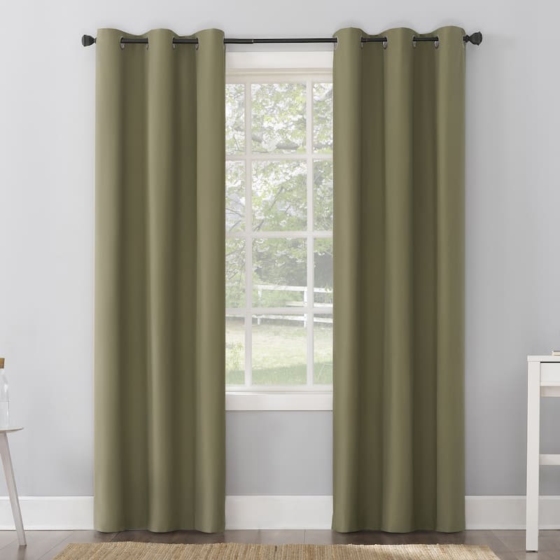 Sun Zero Cyrus Thermal Total Blackout Grommet Curtain Panel, Single Panel - 40 x 96 - Olive Green