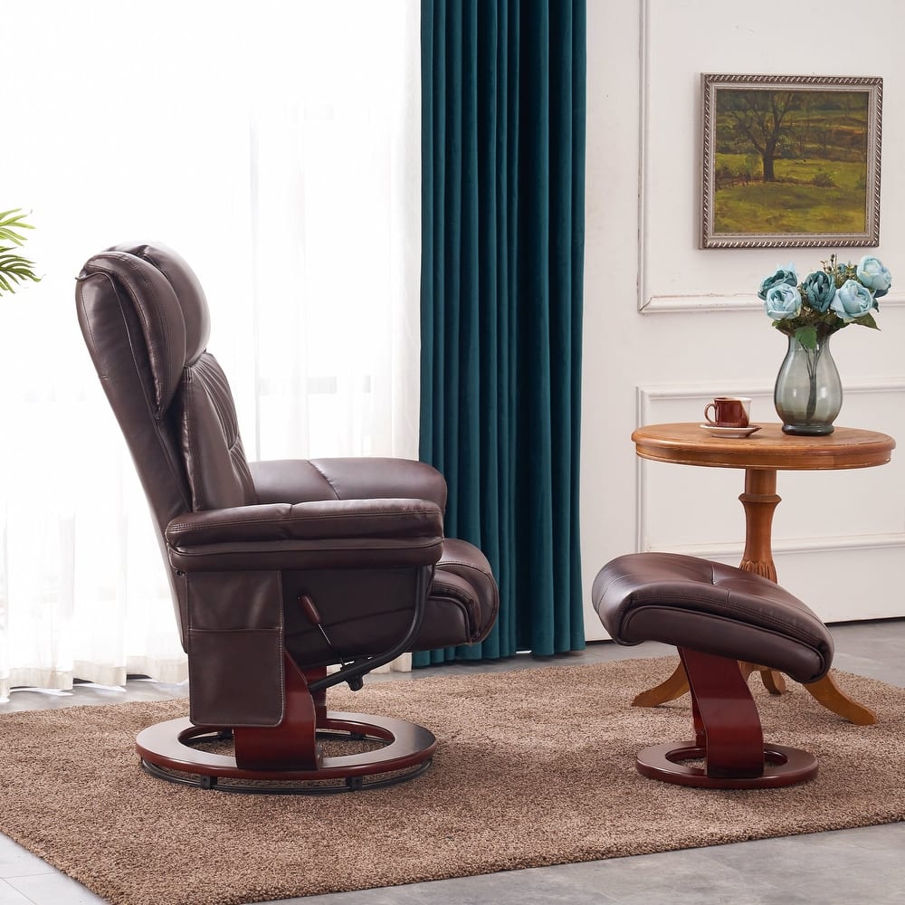 MCombo Swivel Recliners with Ottoman, Vibration Massage TV Chairs with Side Pocket