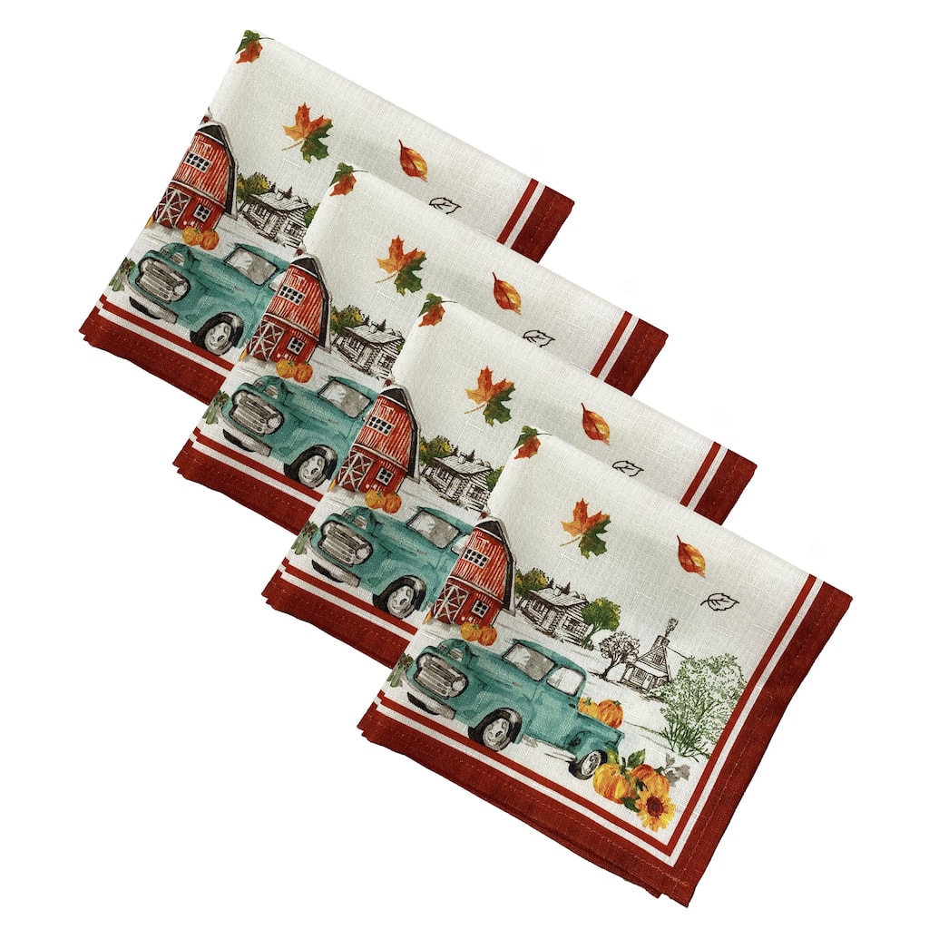 Farm Fresh Pumpkin Truck Fall Napkin, Set of 4