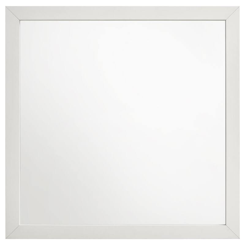 Dex Rectangular Dresser Mirror, Non-Beveled Glass, White Wood-Melamine