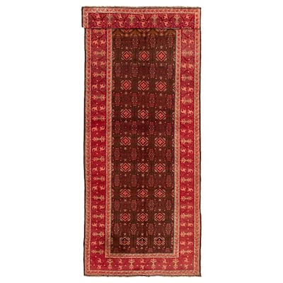 ECARPETGALLERY Hand-knotted Anatolian Vintage Brown, Red Wool Rug - 5'1 x 15'9