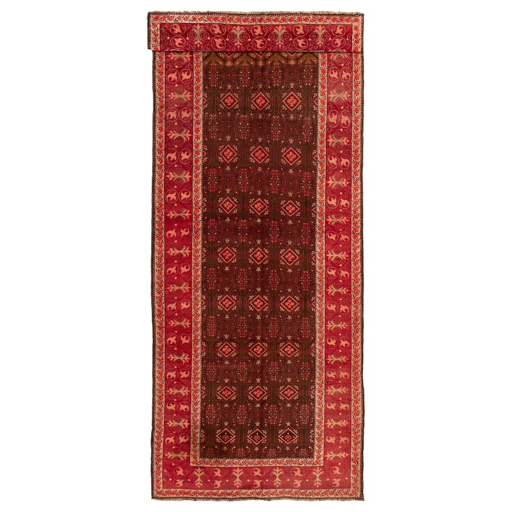 ECARPETGALLERY Hand-knotted Anatolian Vintage Brown, Red Wool Rug - 5'1 x 15'9