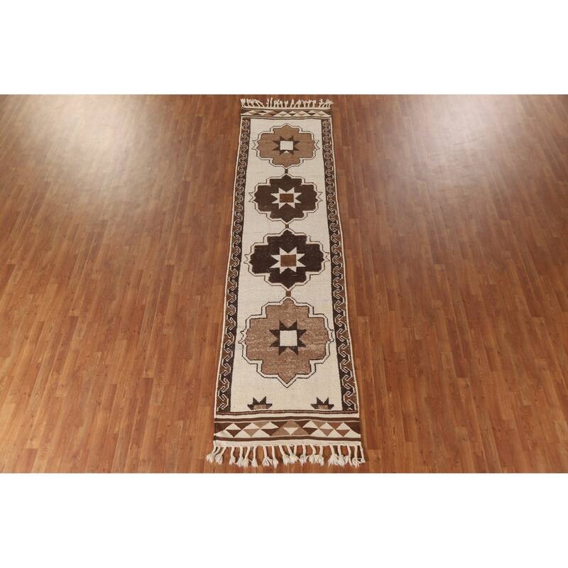 Beige Anatolian Runner Rug Hand-knotted Wool Carpet - 3'2"x 11'10"